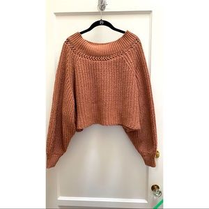 Mauve Boat Neck Cropped Sweater